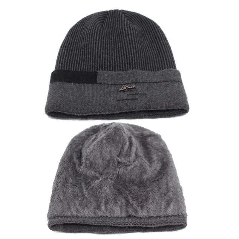 Skullies Beanies Men Scarf Knitted Hat Cap Male plus Gorras Bonnet Warm Wool Thick Winter Hats for Men Women Beanie Hat